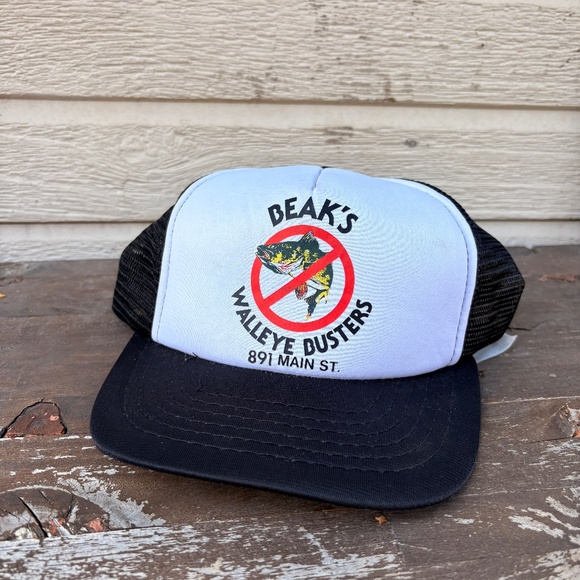 Vintage BEAKS WALLEYE DUSTERS fishing trucker hat snapback mesh - Picture 1 of 6